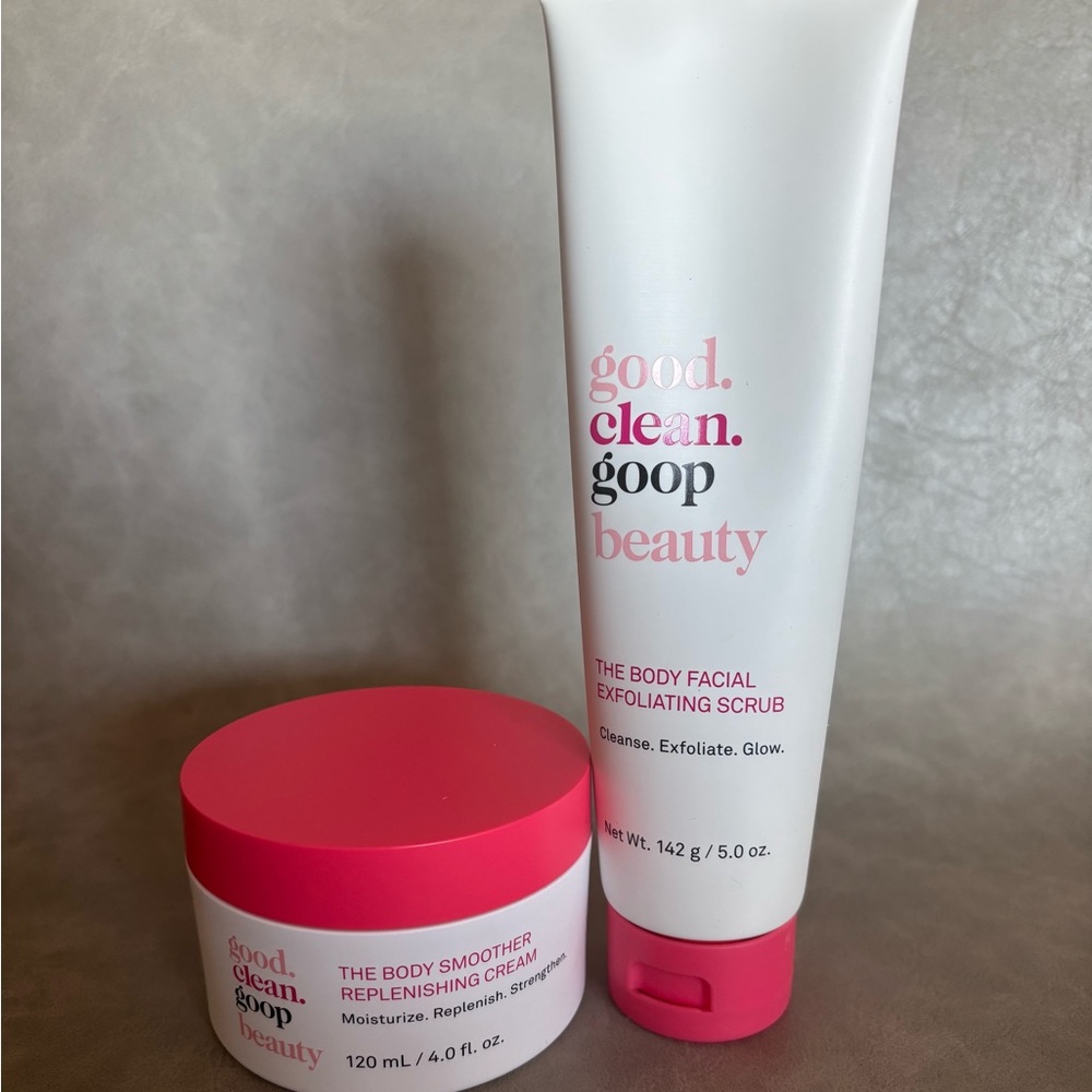 Goop Beauty Body Facial Exfoliating Scrub and Body Smoother Cream Duo